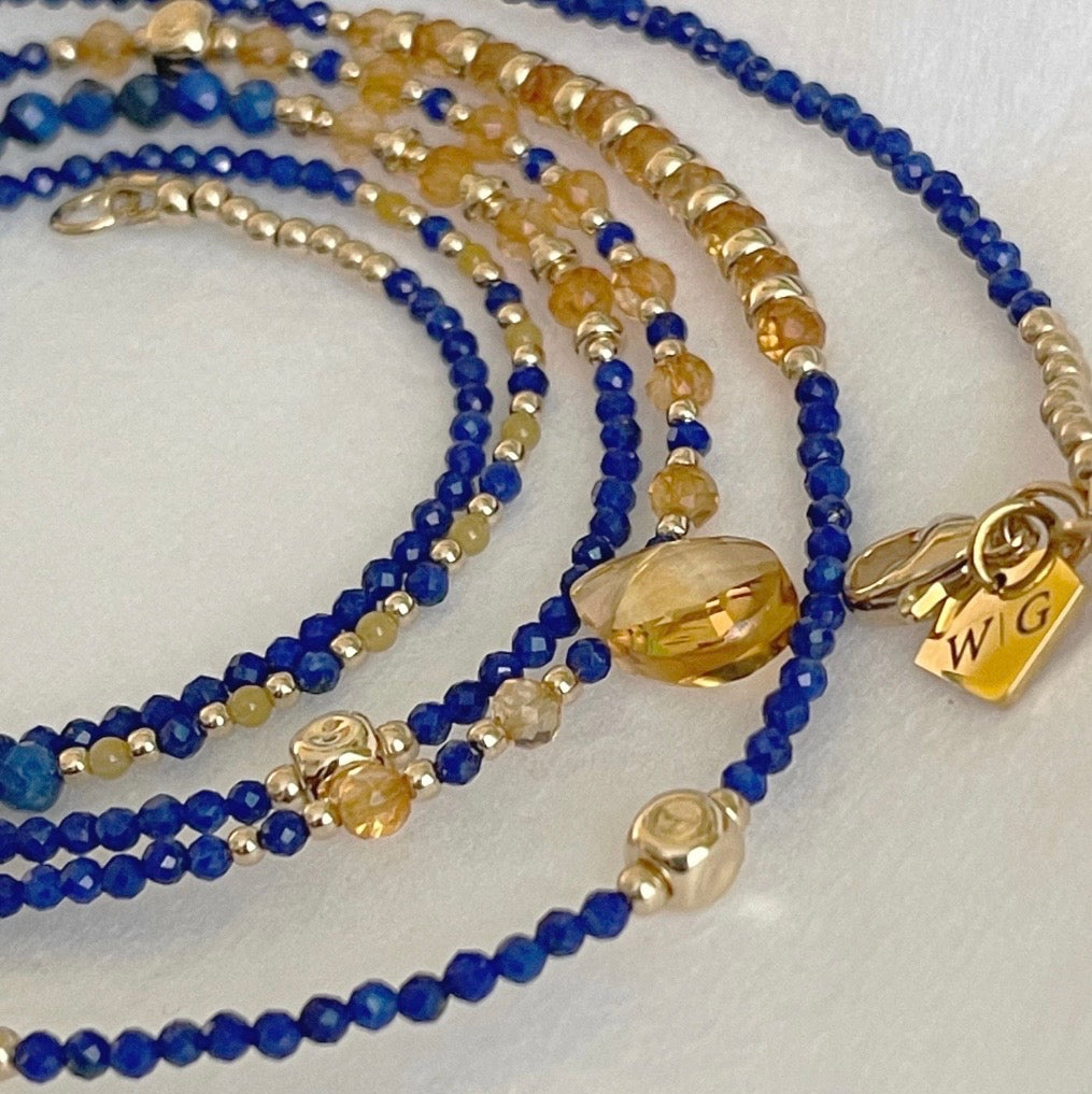 14k Gold Filled Waist Chain – Lapis & Citrine Bead Detail