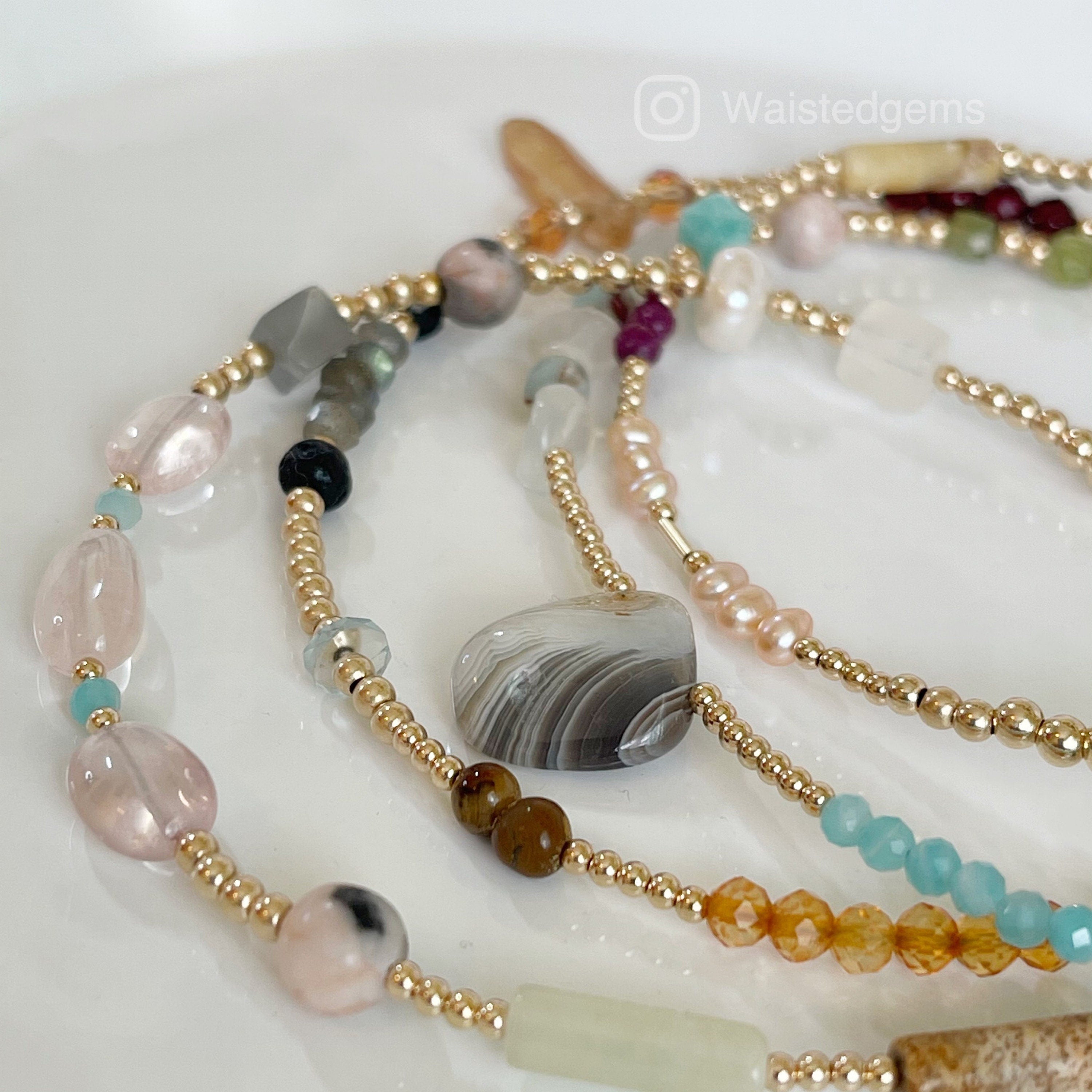 14k Gold Filled Waist Beads – Custom Gemstone Design