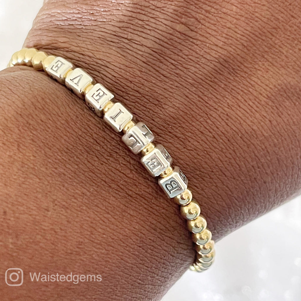 14k Gold Filled Name Bracelet detail