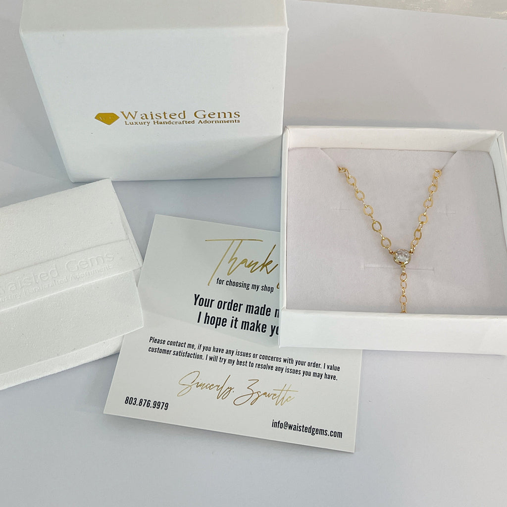 14k Gold Filled Body Chain – White Topaz Accent