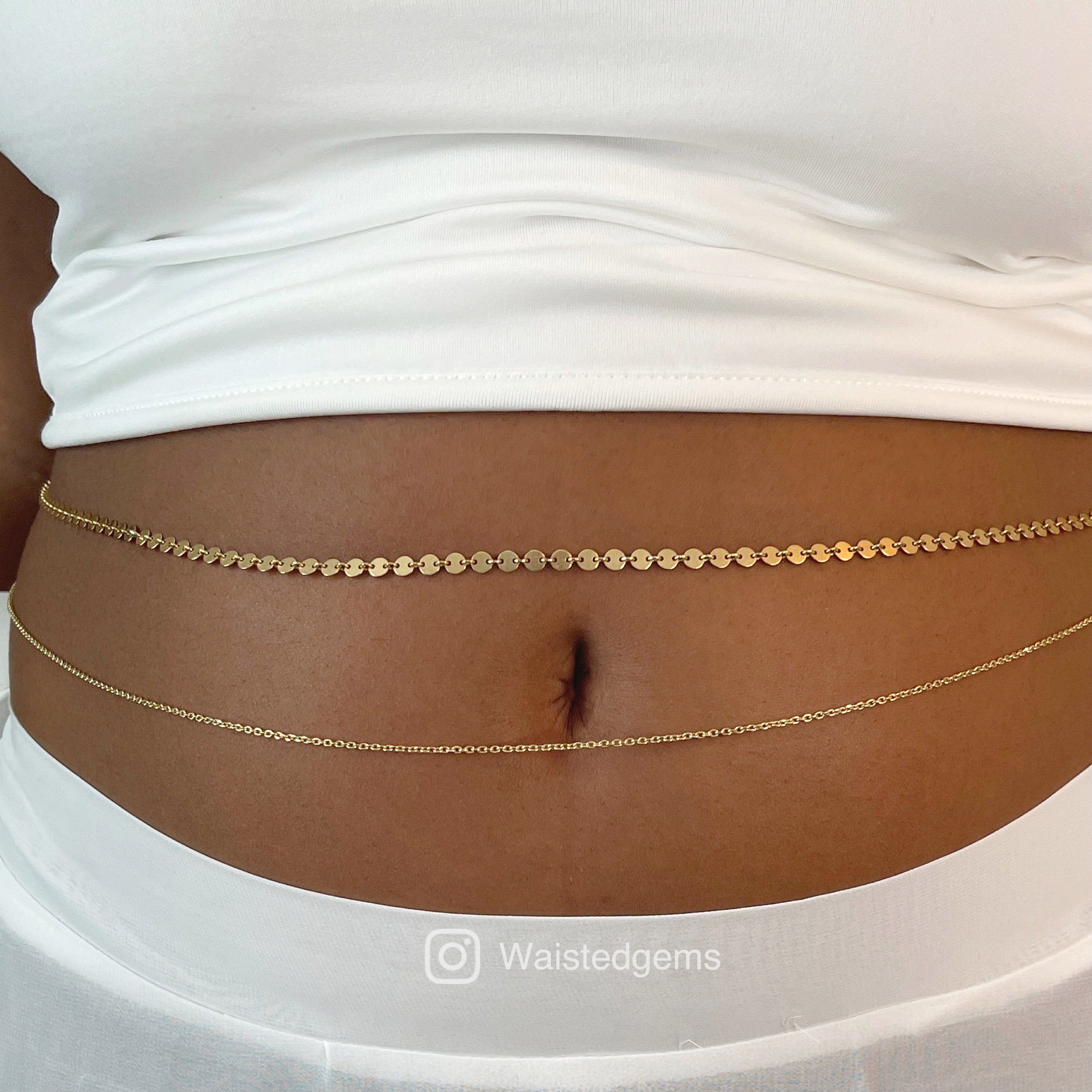 14k Gold Filled Waist Chain – Disk Detail