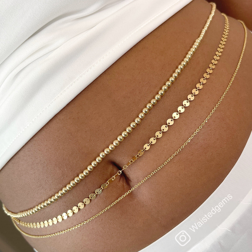 14k Gold Filled Waist Chain – Disk Detail
