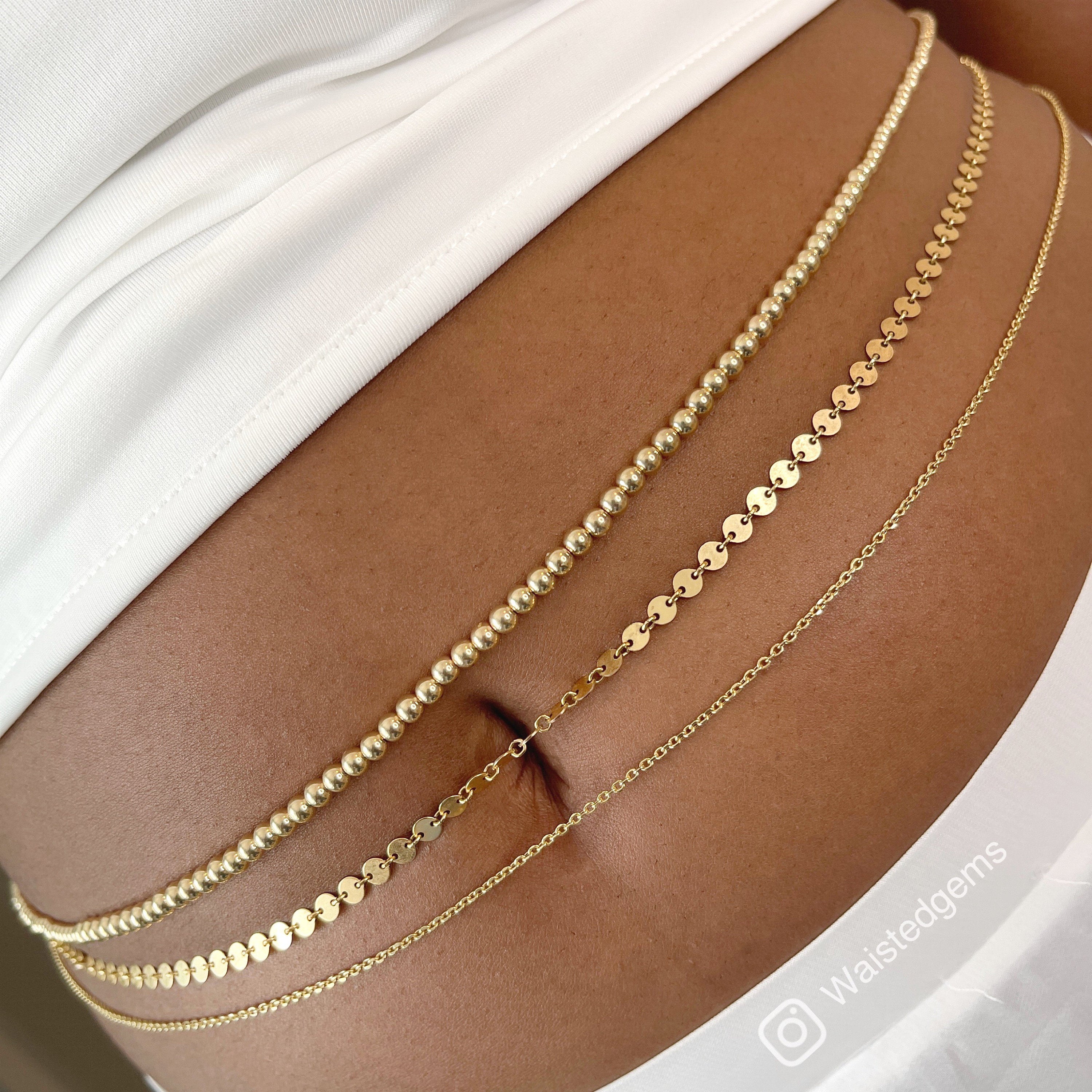 14k Gold Filled Waist Chain – Disk Detail