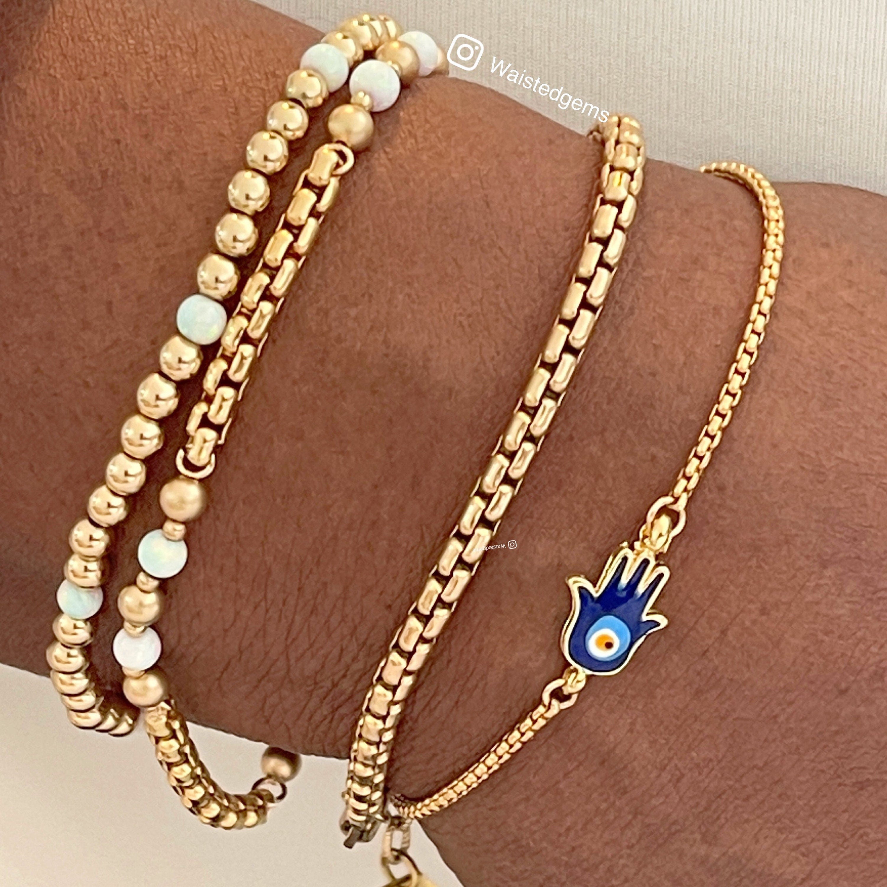 14k Gold Rounded Box Chain Bracelet - Venetian Style