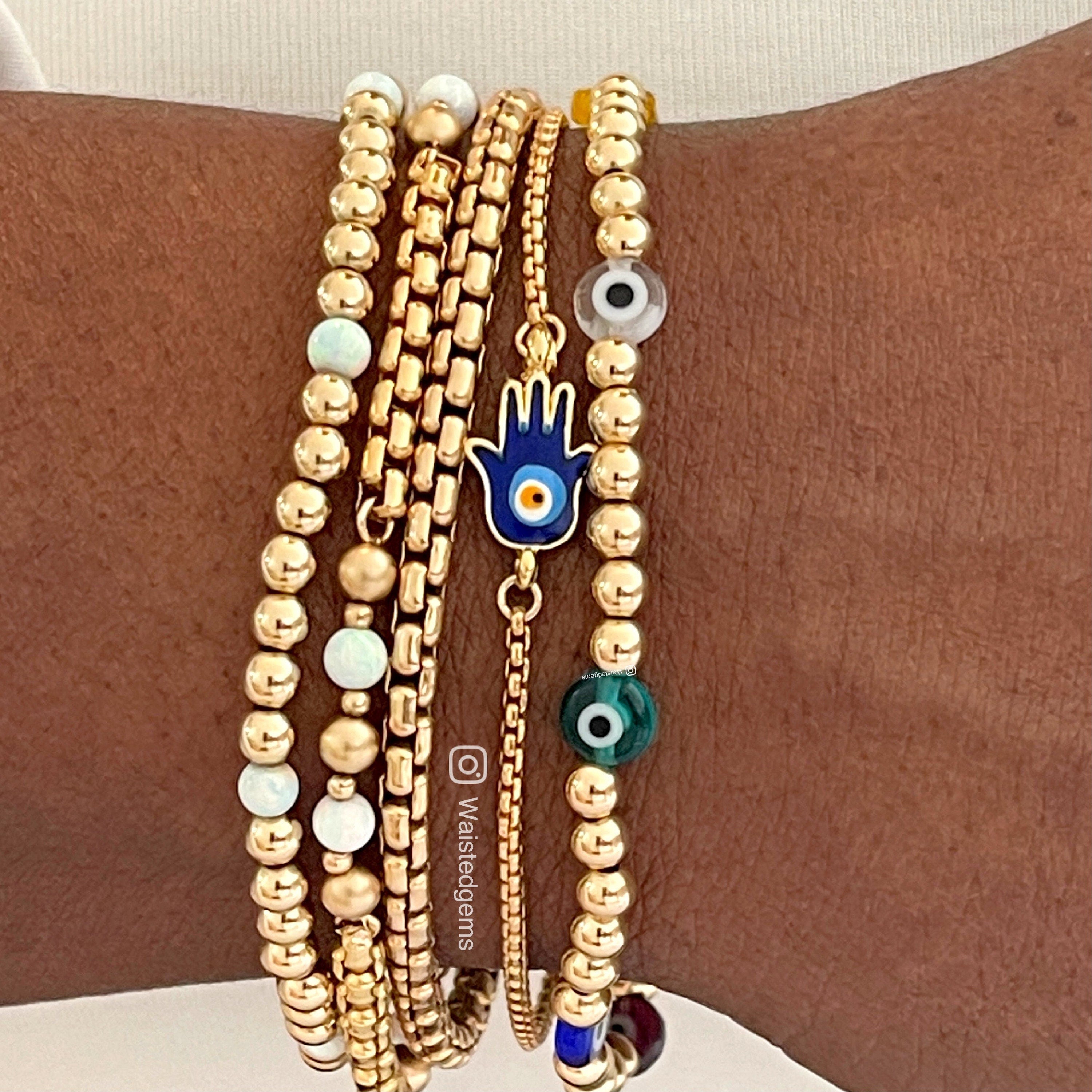 14k Gold Rounded Box Chain Bracelet - Venetian Style