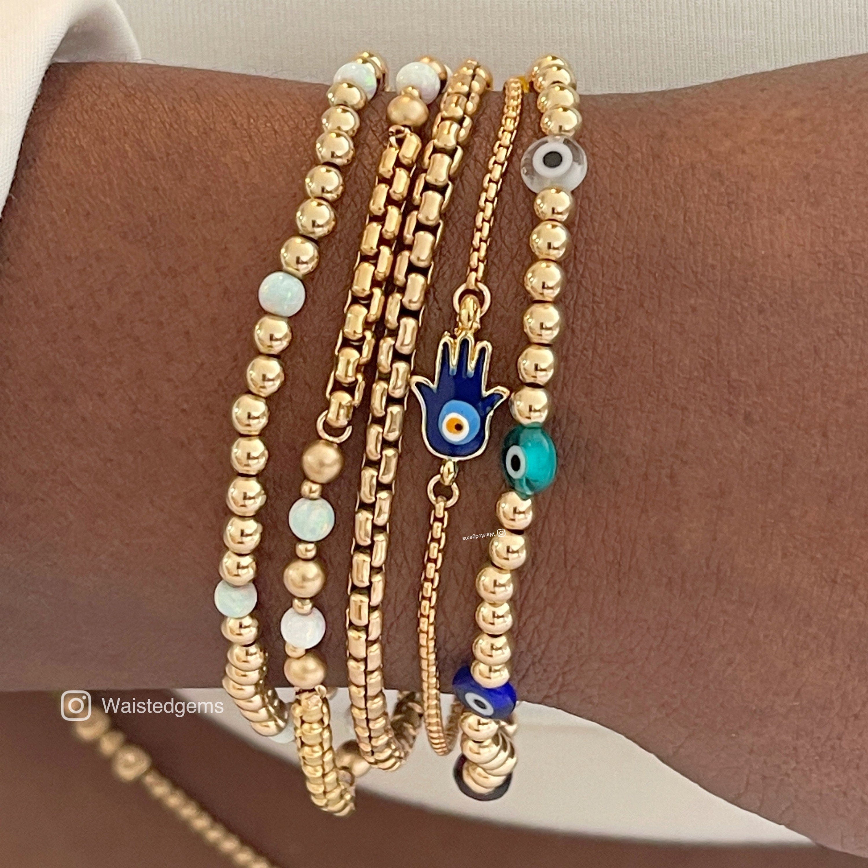 14k Gold Rounded Box Chain Bracelet - Venetian Style
