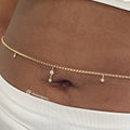 14k Gold Filled Crystal Rolo Belly Chain Dainty Waist Jewelry