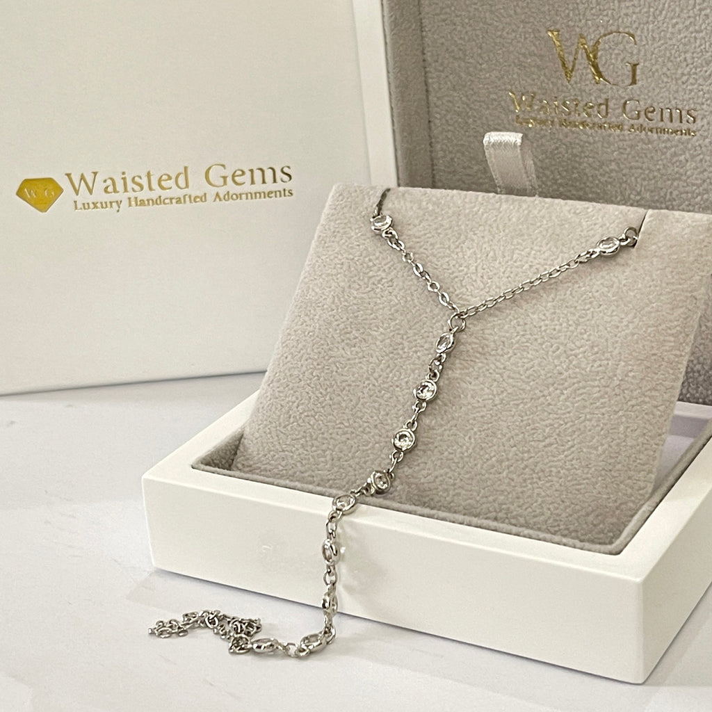 14k Gold Diamond Hand Chain Bracelet
