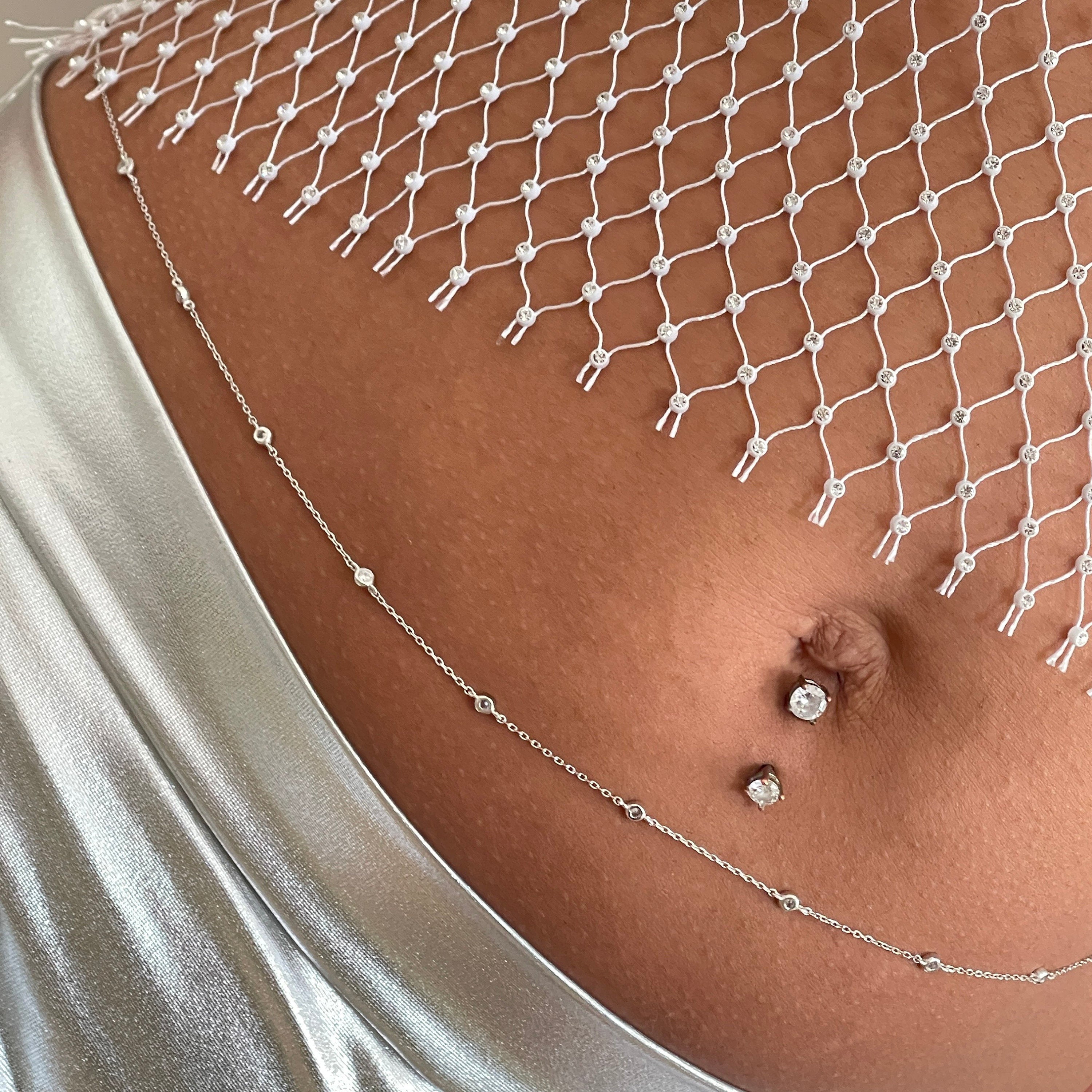Sterling Silver Waist Chain – CZ Detail