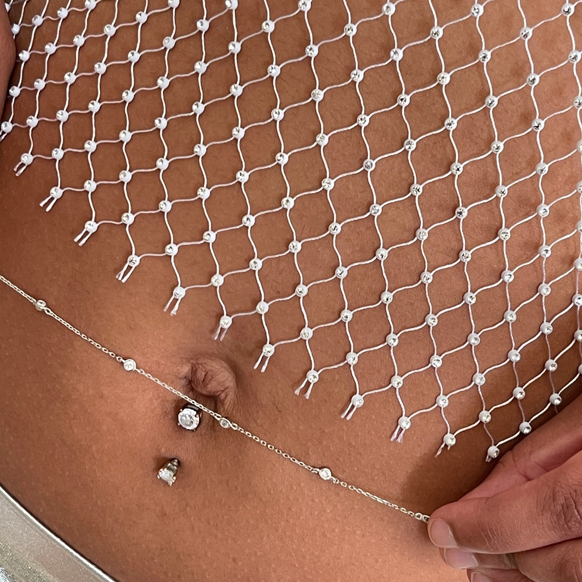 Sterling Silver Waist Chain – CZ Detail