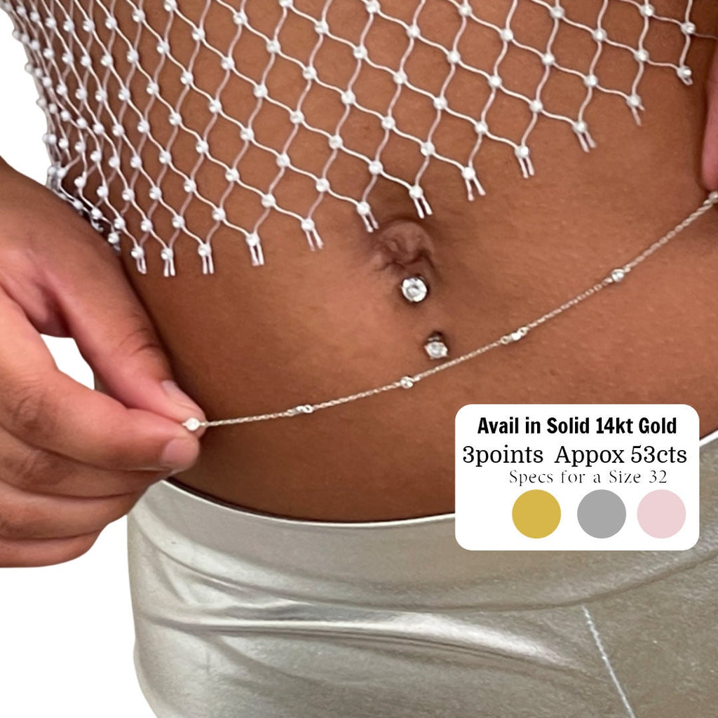 Sterling Silver Waist Chain – CZ Detail