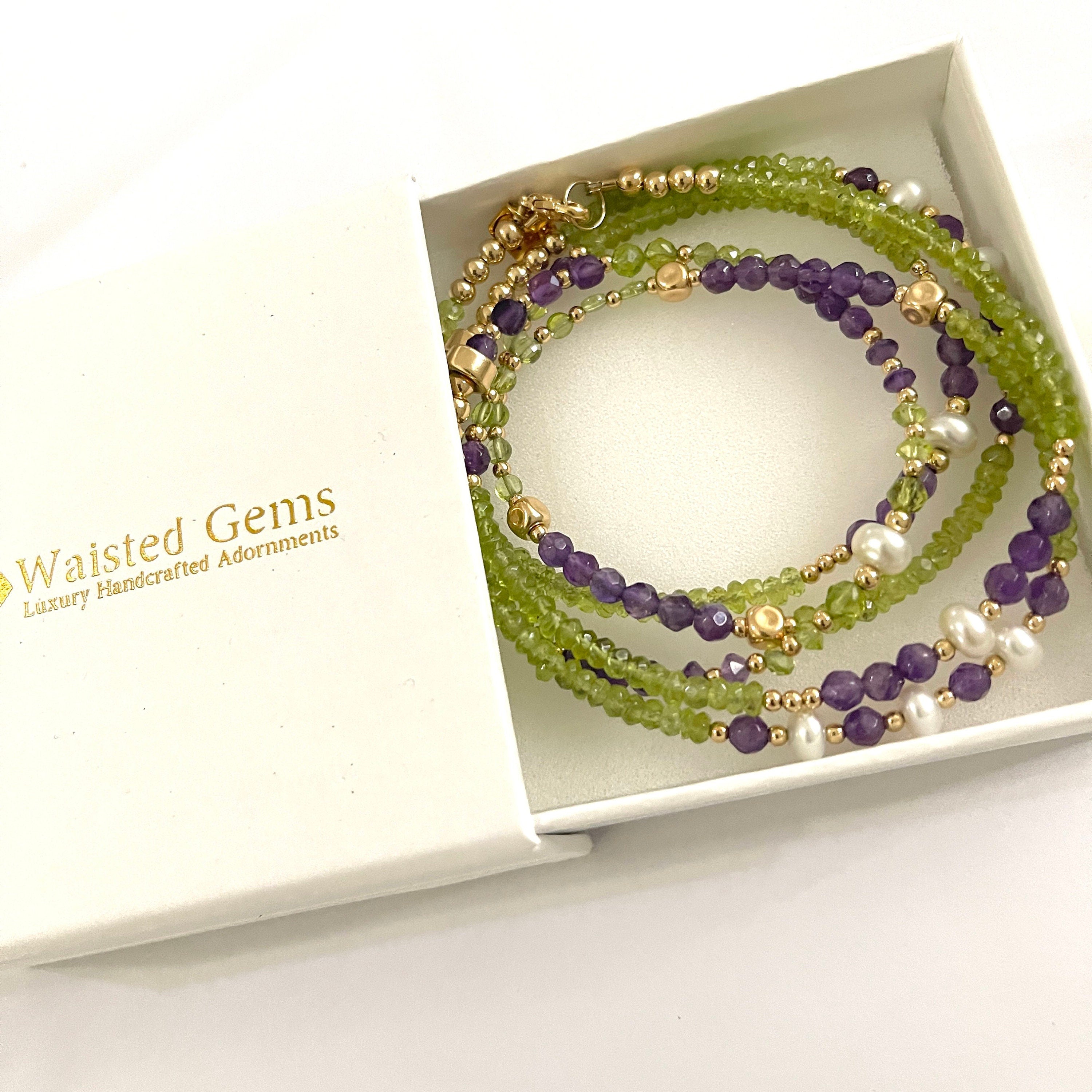 14k Gold Filled Waist Beads – Multi-Gemstone Accent