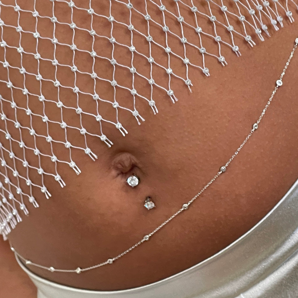Sterling Silver Waist Chain – CZ Detail