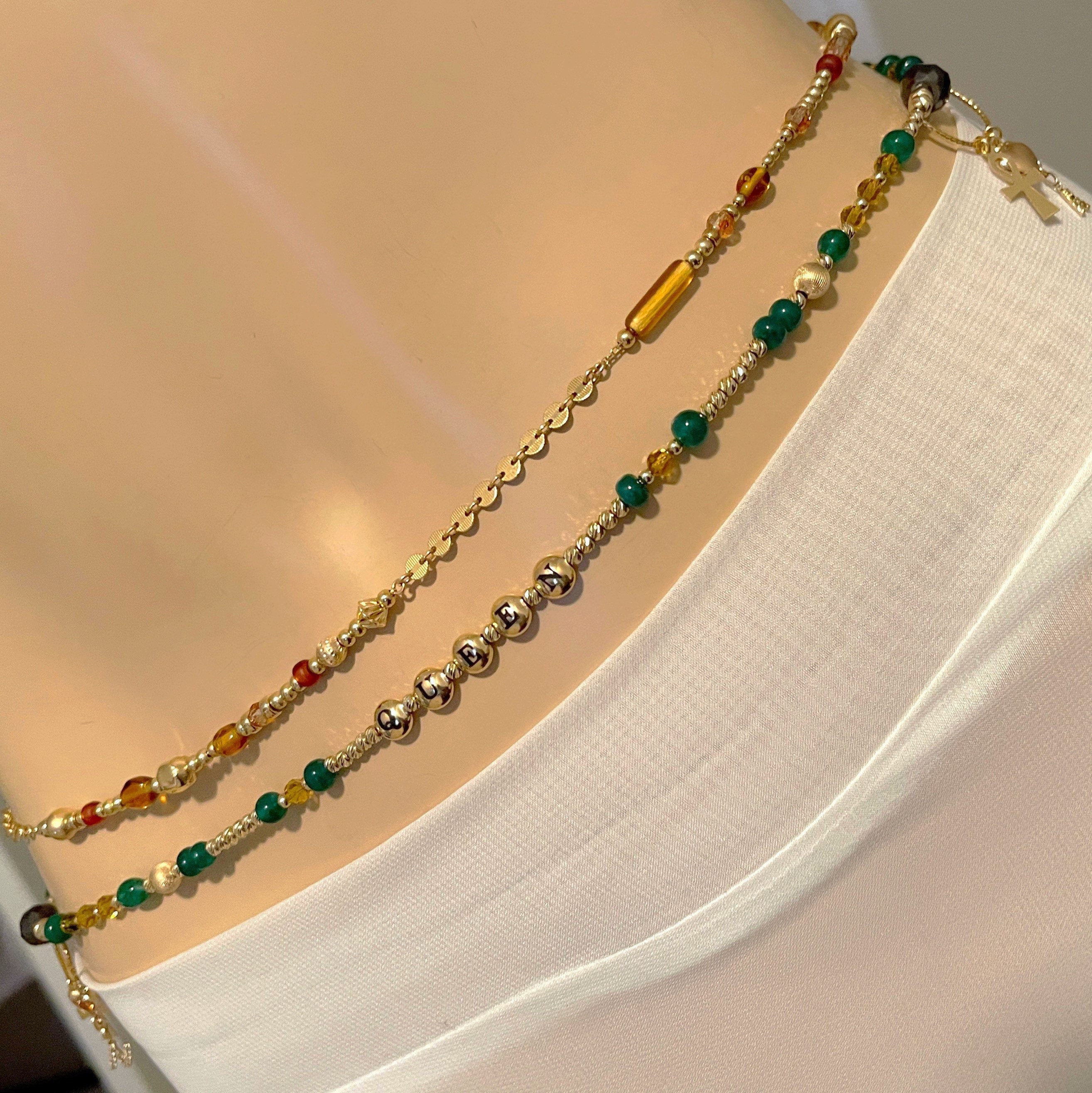 14k Gold Filled Waist Chain – Beaded Crystal Detail