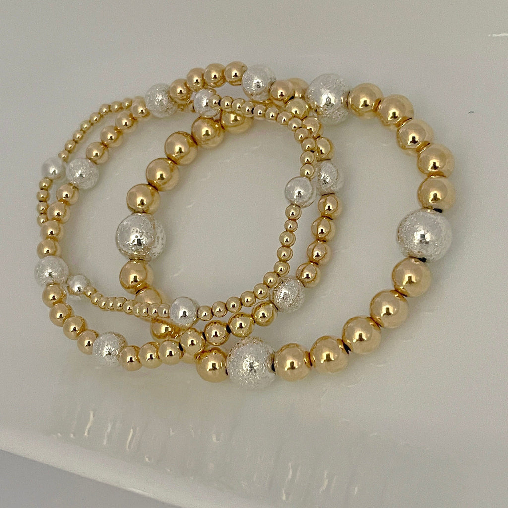 Gold-Filled Two-Tone Stacking Bracelet Set detail