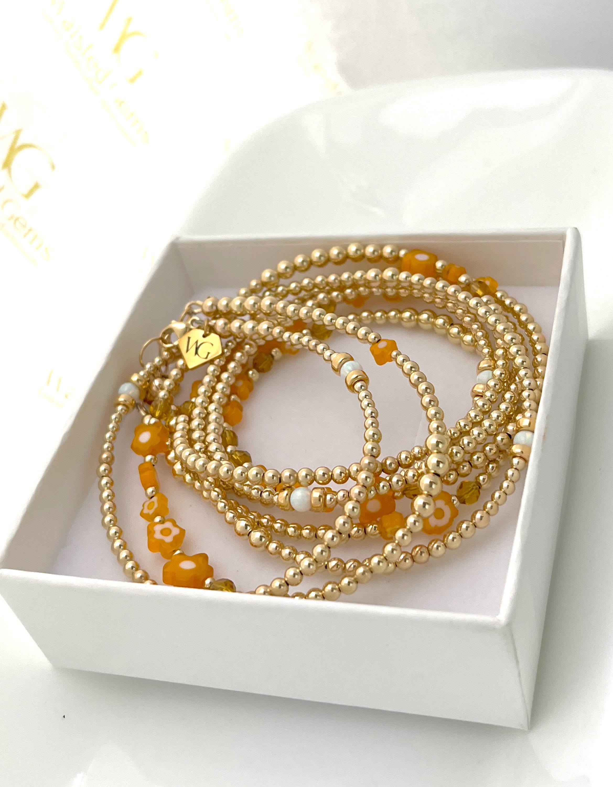 14k Gold Filled Waist Beads – Flower Detail