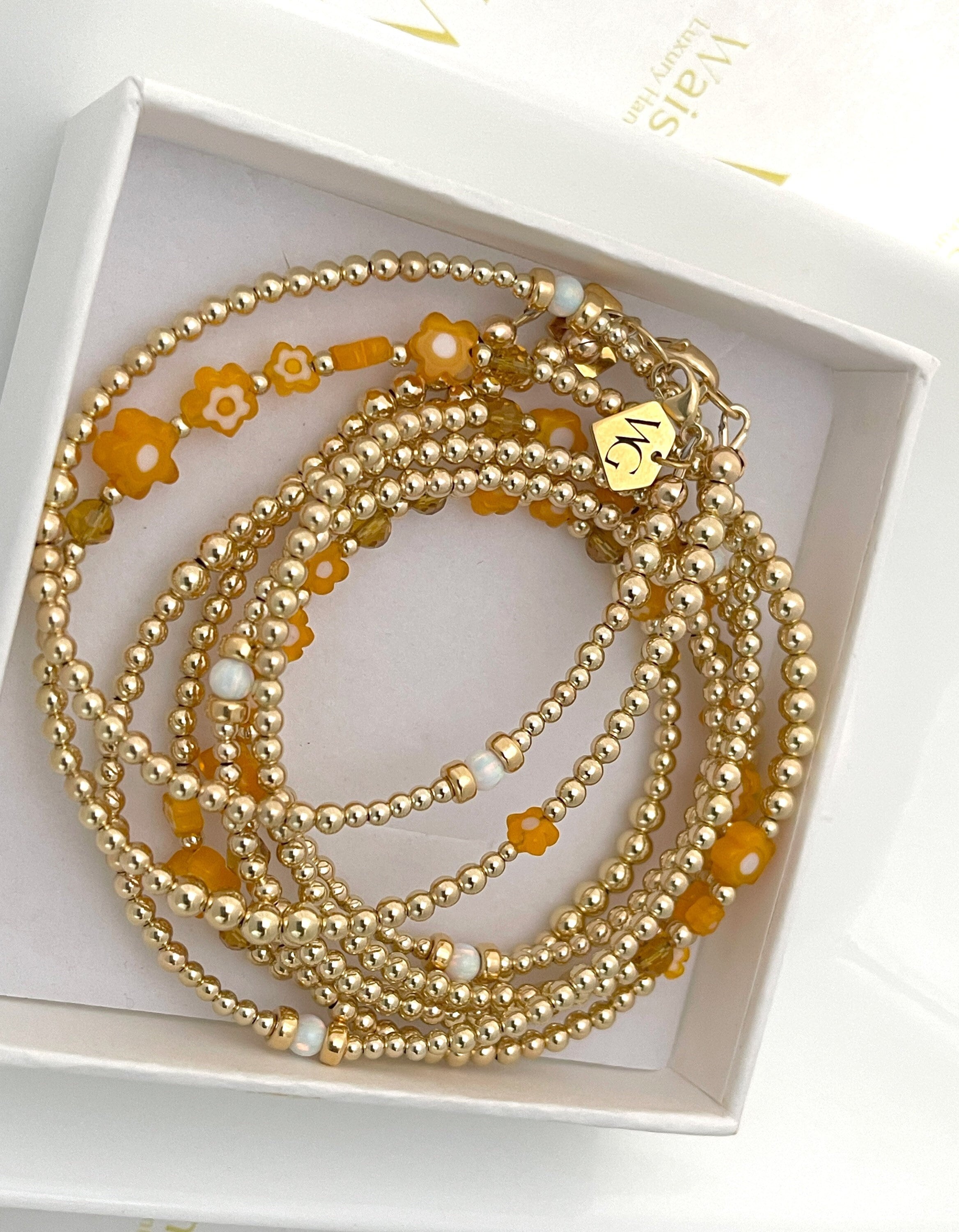 14k Gold Filled Waist Beads – Flower Detail