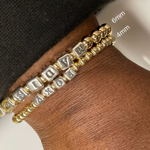 Gold Bead Name Bracelet detail view