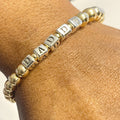Gold Bead Name Bracelet Personalized Block Letter Dad Jewelry
