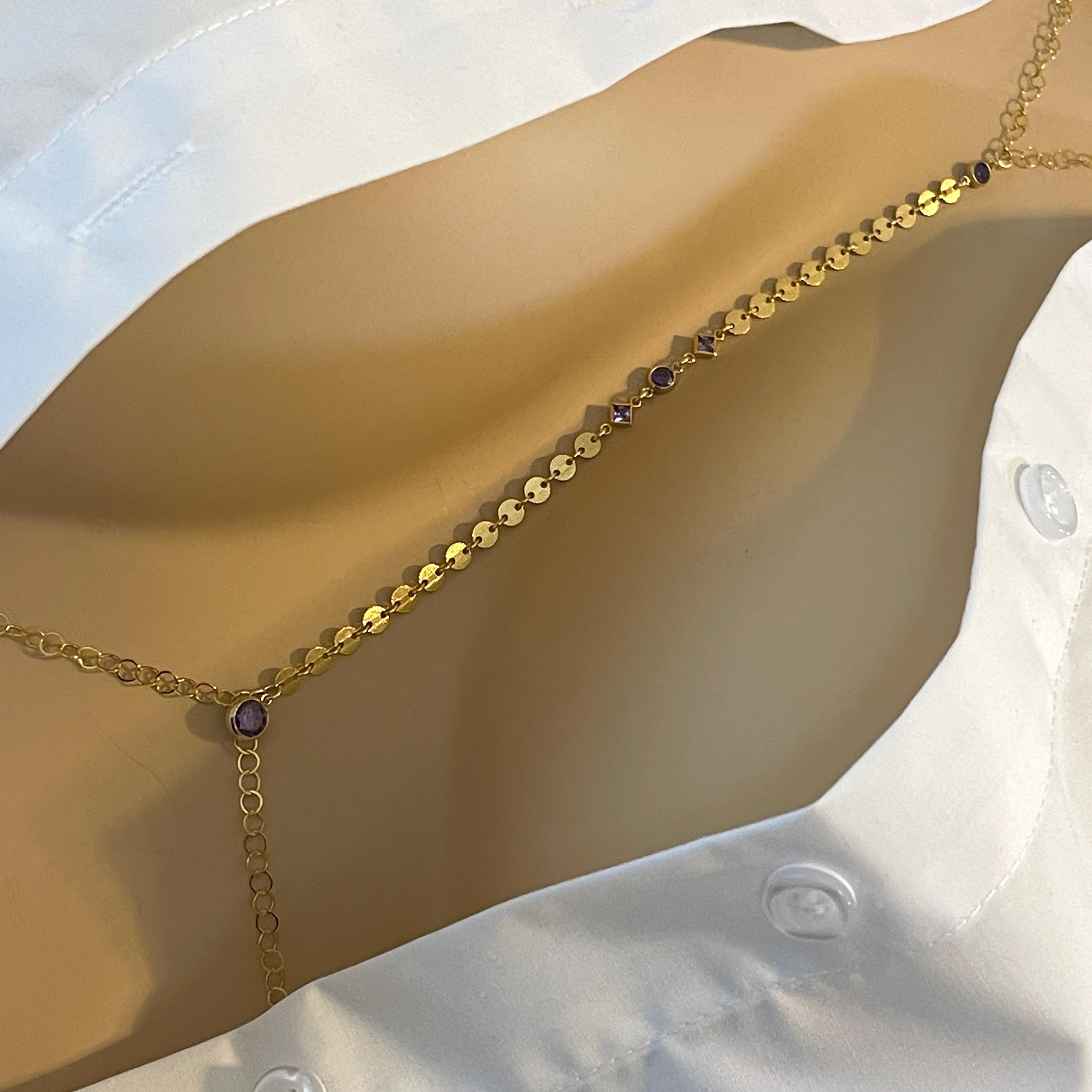 14k Gold Filled Body Chain – Amethyst Crystal Accent