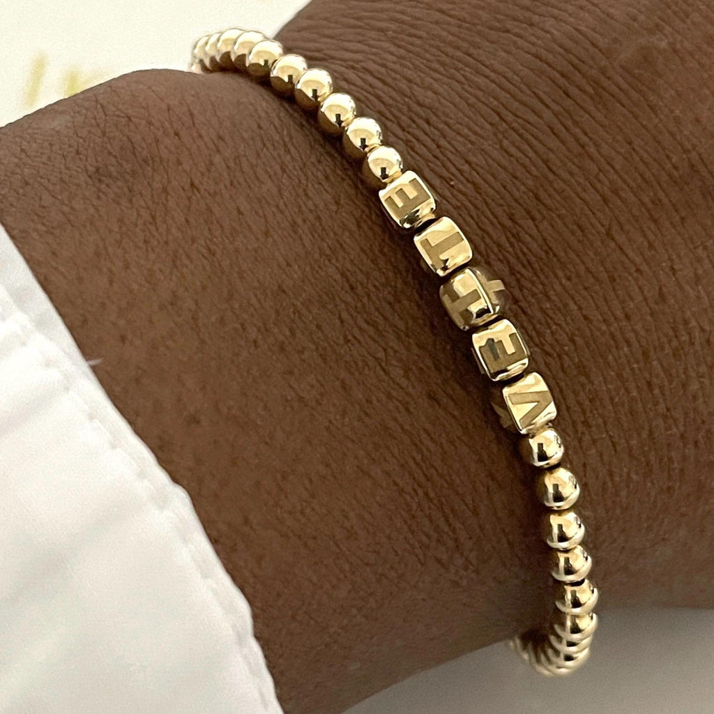 14k Solid Gold Bracelet – Custom Initial Design