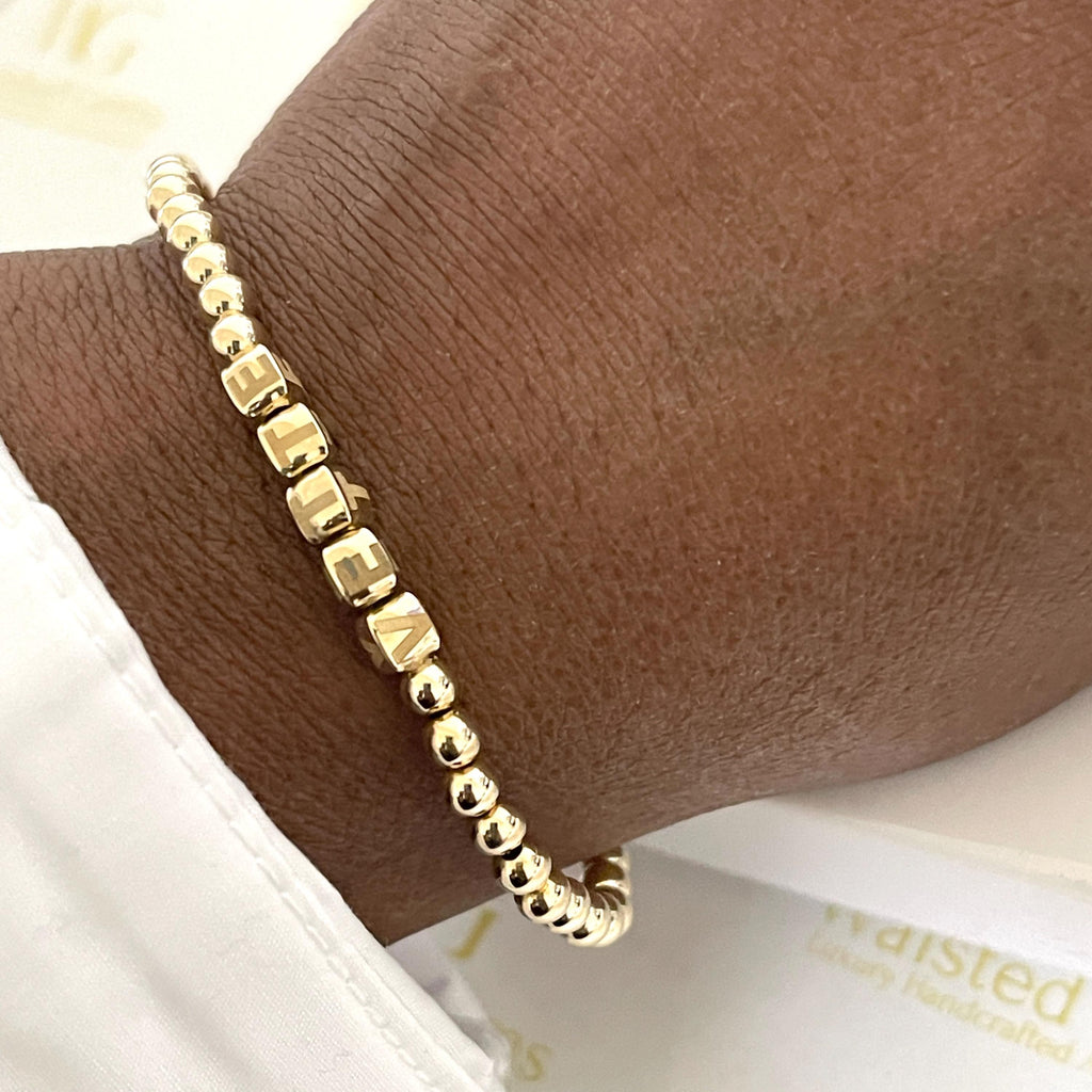 14k Solid Gold Bracelet – Custom Initial Design