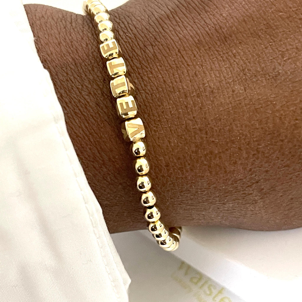 14k Solid Gold Bracelet – Custom Initial Design