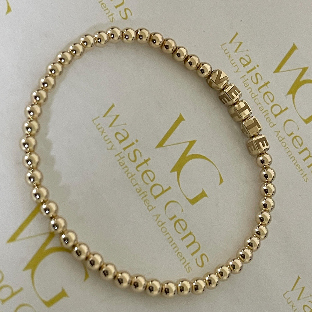 14k Solid Gold Bracelet – Custom Initial Design