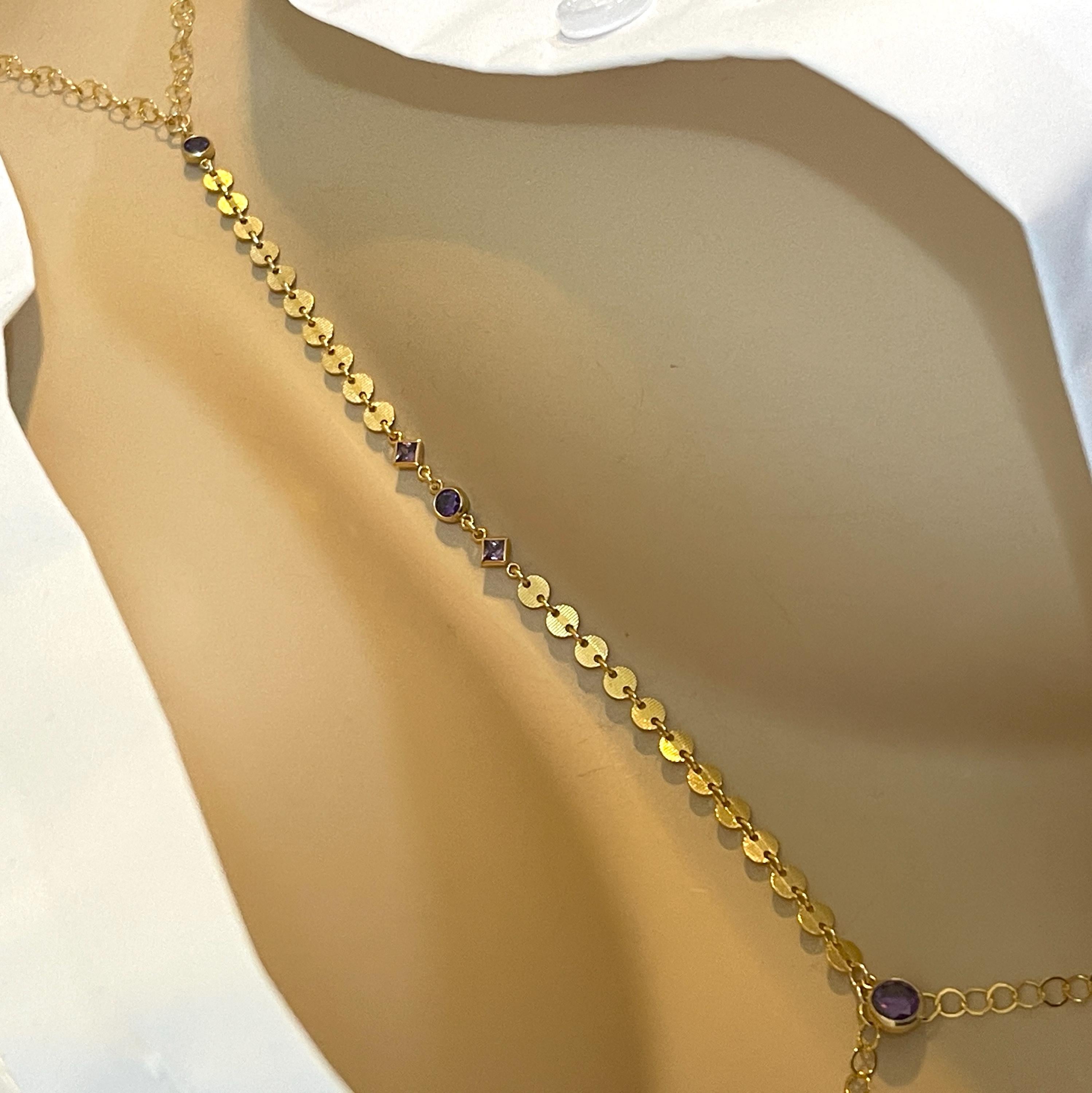 14k Gold Filled Body Chain – Amethyst Crystal Accent