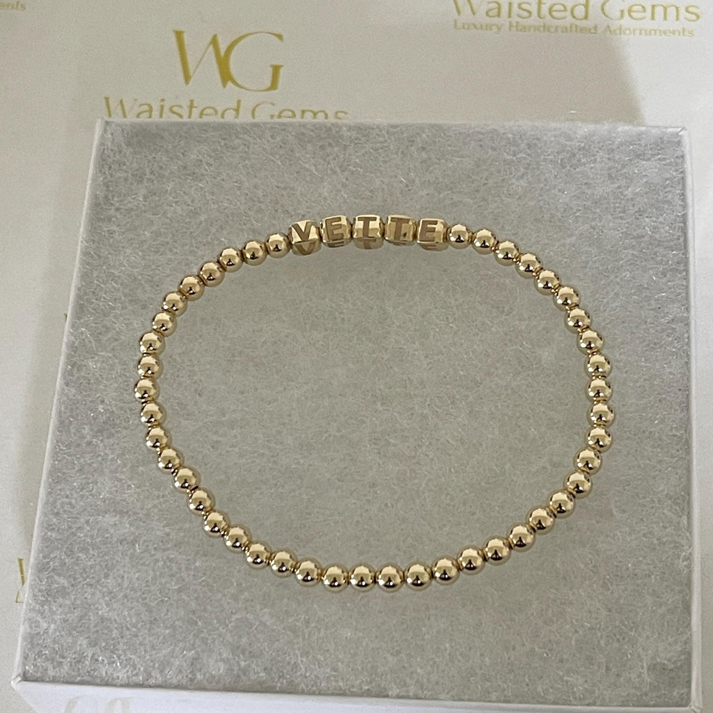 14k Solid Gold Bracelet – Custom Initial Design