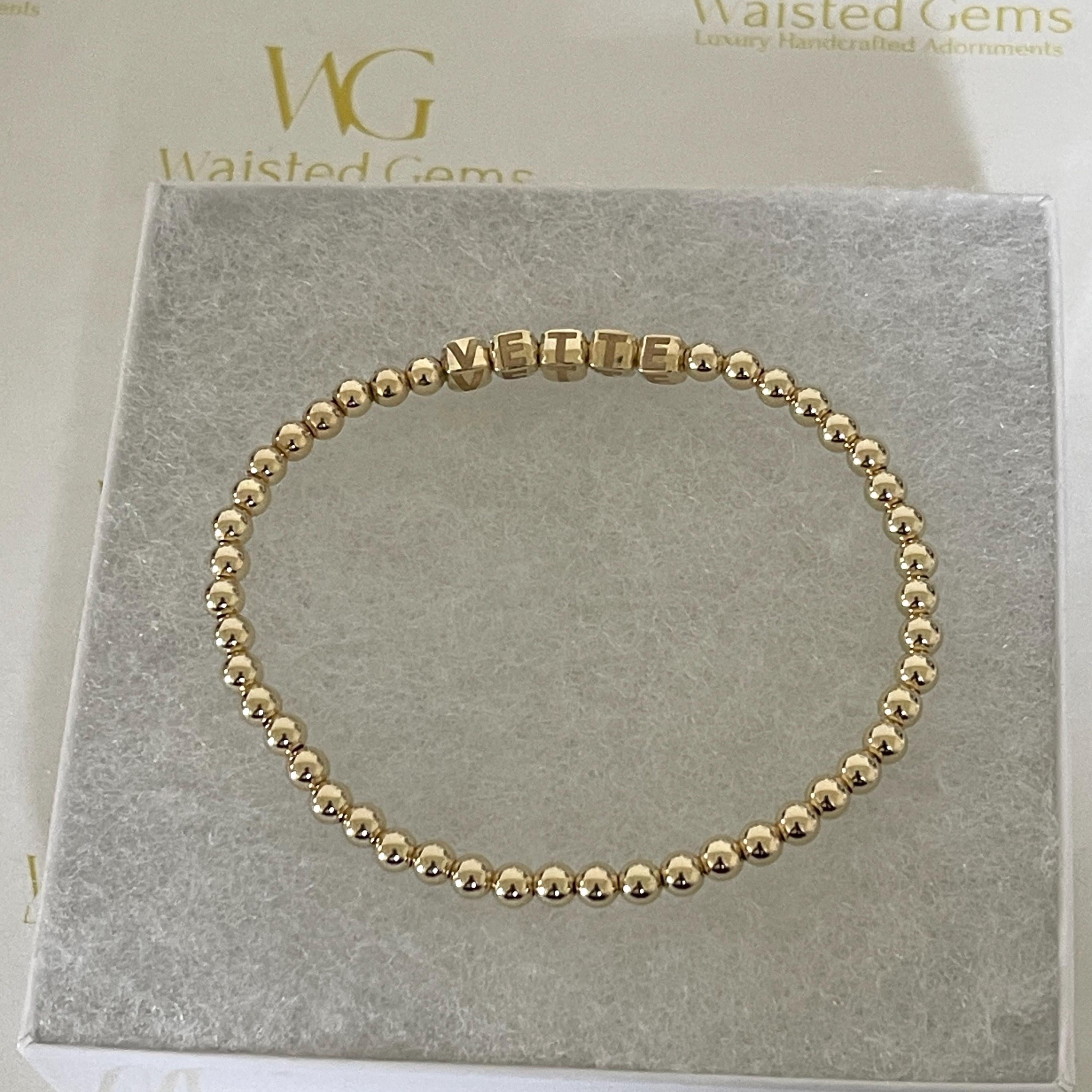 14k Solid Gold Bracelet – Custom Initial Design