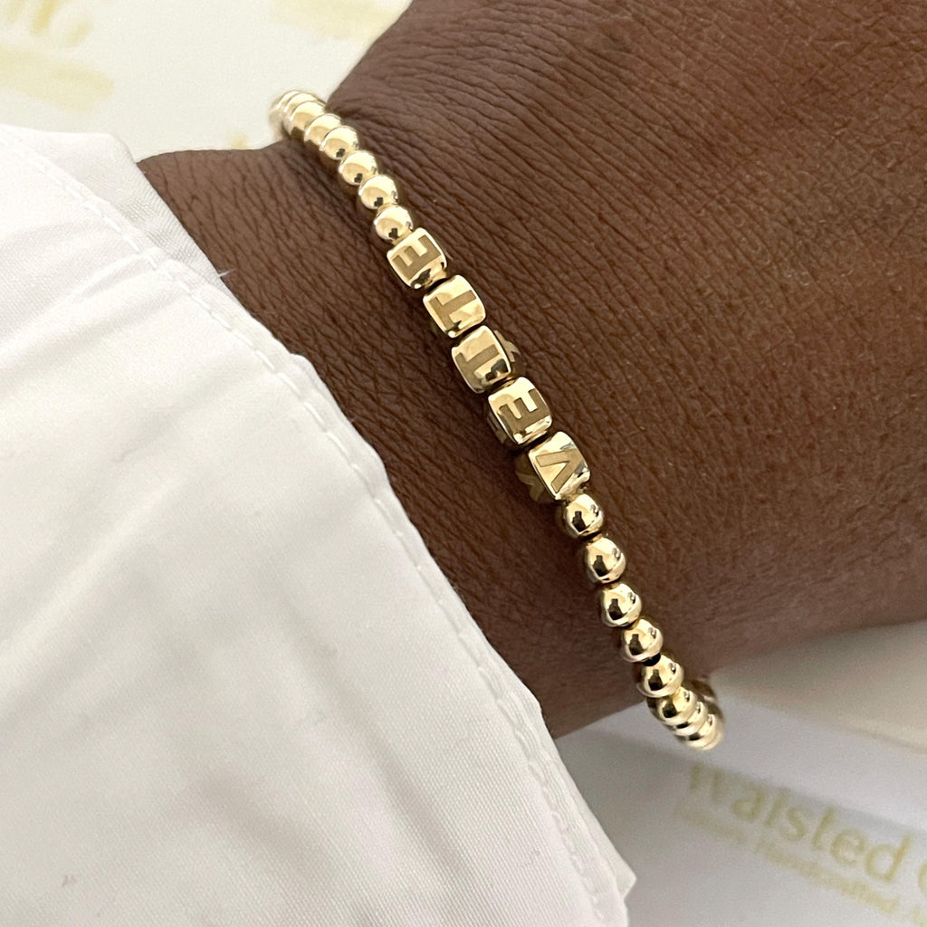 14k Solid Gold Bracelet – Custom Initial Design