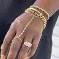 14k Gold Diamond Hand Chain Bracelet