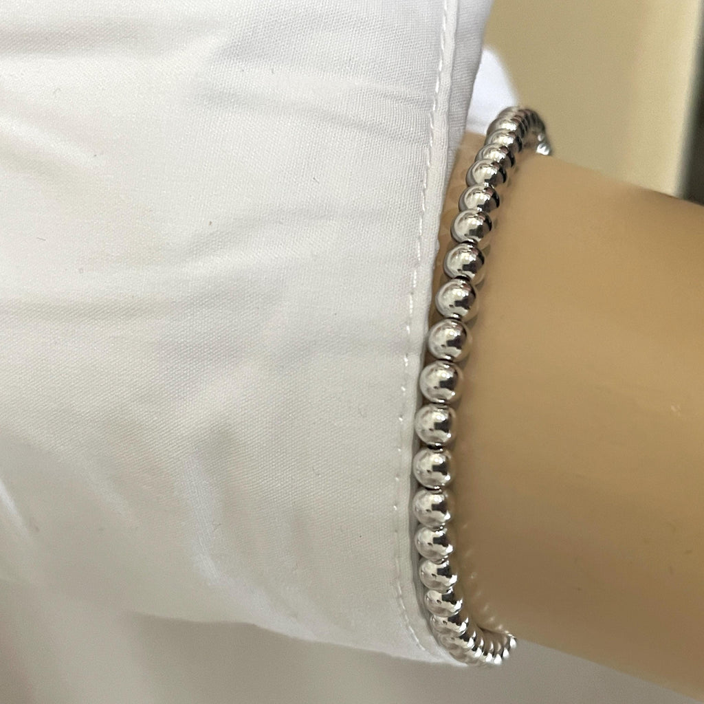 14k Solid Gold Bead Stretch Bracelet