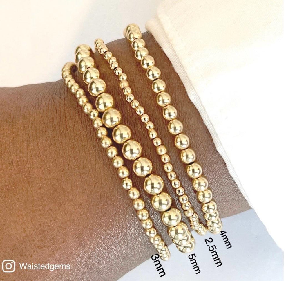 14k Solid Gold Bracelet – Diamond Accent Rondelle