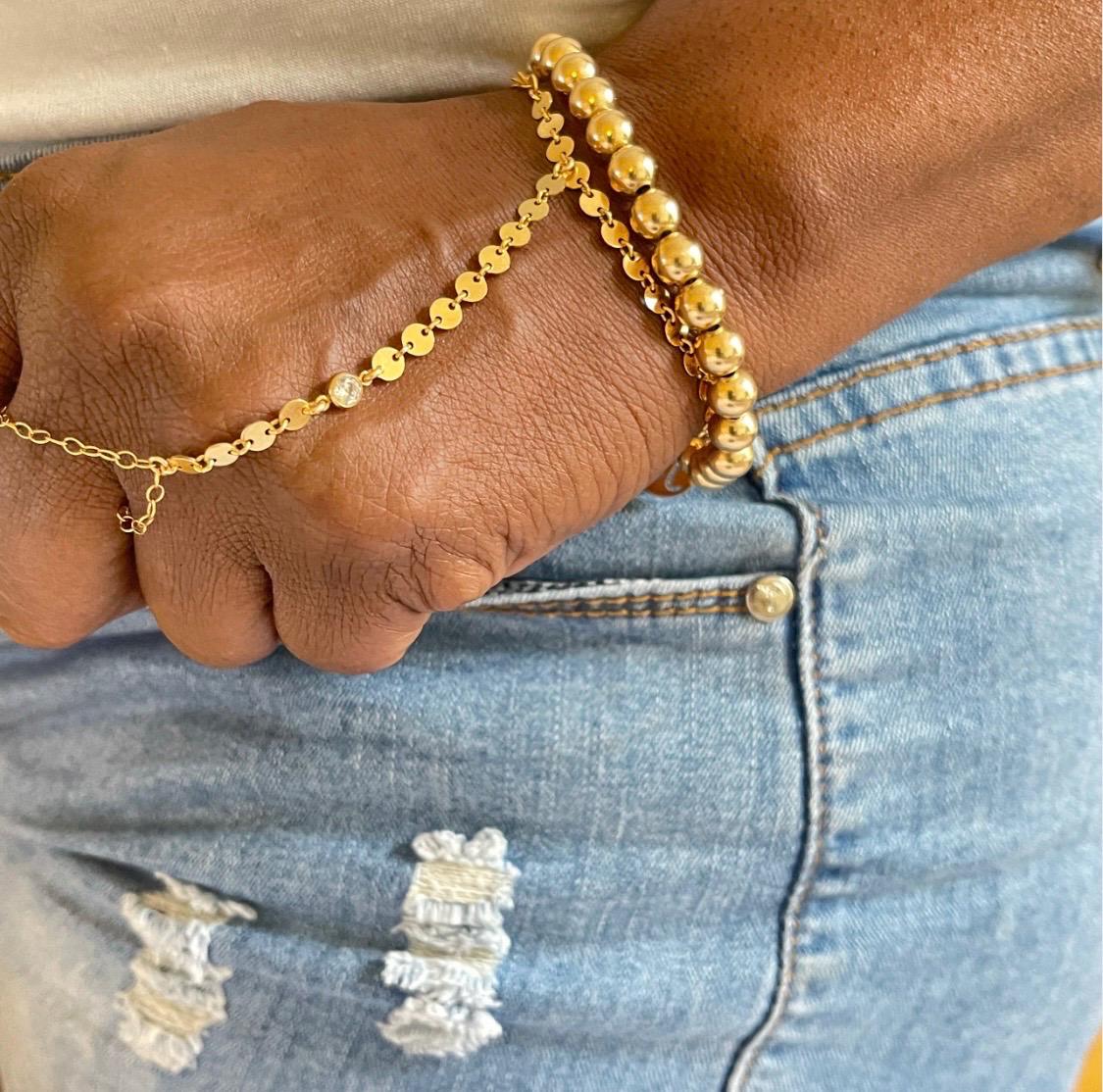 10k Gold Beaded Bracelet Set: