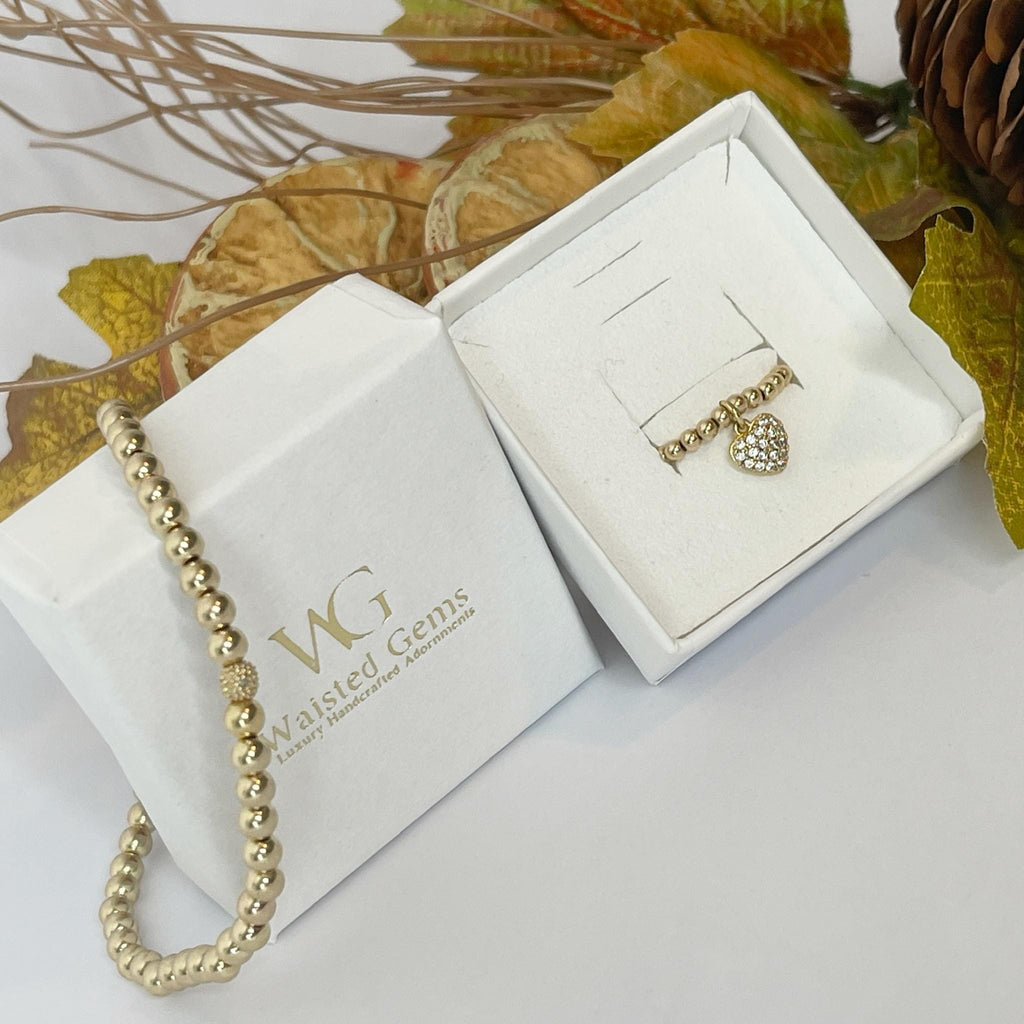 14k Solid Gold Bead Stretch Bracelet